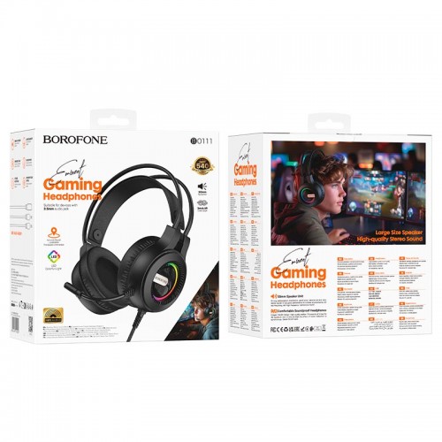 Навушники BOROFONE Eminent gaming headphones BO111 |USB+3.5mm, RGB| black