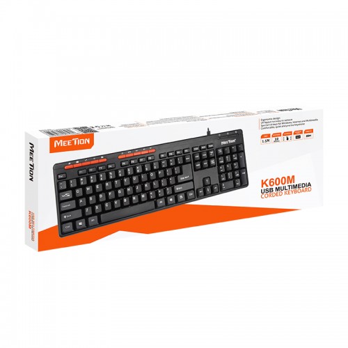 Клавіатура Meetion USB Multimedia Keyboard K600M |RU/EN раскладки| black
