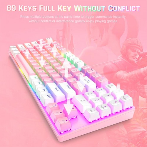 Ігровий набір Onikuma G26 + CW916 2 в 1 Клавіатура Миша з підсвіткою White-pink