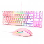 Ігровий набір Onikuma G26 + CW916 2 в 1 Клавіатура Миша з підсвіткою White-pink