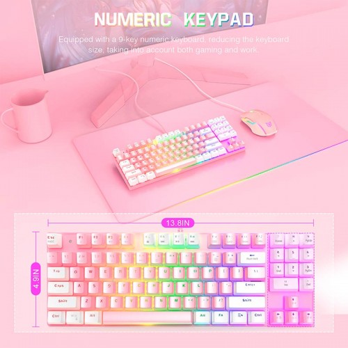 Набір Gaming Combo 2-in1 ONIKUMA G26 + CW916 (Keyboard engine/Mouse) white-pink