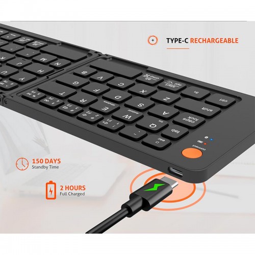 Клавіатура Meetion Foldable Keyboard MT-BTK001 |BT, 150 day standbuy, Type-C Charging| pink