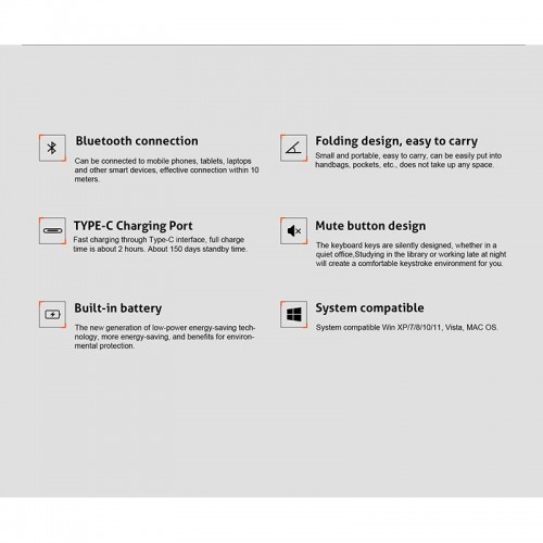 Клавіатура Meetion Foldable Keyboard MT-BTK001 |BT, 150 day standbuy, Type-C Charging| pink