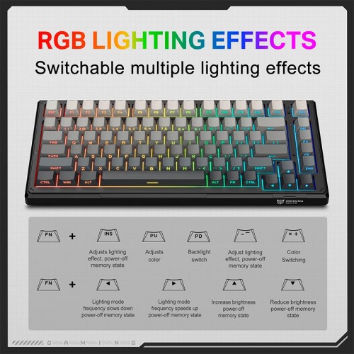 Клавиатура Onikuma (2.4G+Bluetooth+wired) With RGB Mechanical Keyboard 82 Keys G83 |ENG Layouts| black