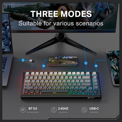 Клавиатура Onikuma (2.4G+Bluetooth+wired) With RGB Mechanical Keyboard 82 Keys G83 |ENG Layouts| black