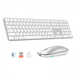 Набір Meetion Wireless Combo ikey C230 2-in-1 (keyboard+mouse) |BT/2.4G| (UA/ru/EN Layouts) silver