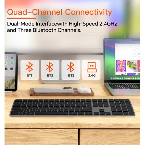 Набір Meetion Wireless Combo ikey C230 2-in-1 (keyboard+mouse) |BT/2.4G| (UA/ru/EN Layouts) silver