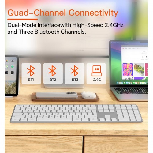 Набір Meetion Wireless Combo ikey C230 2-in-1 (keyboard+mouse) |BT/2.4G| (UA/ru/EN Layouts) silver