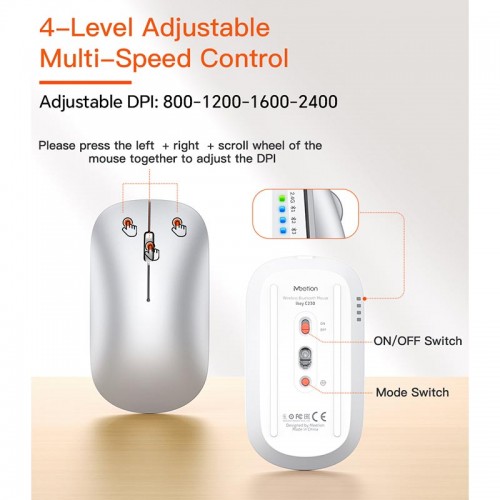 Набір Meetion Wireless Combo ikey C230 2-in-1 (keyboard+mouse) |BT/2.4G| (UA/ru/EN Layouts) silver