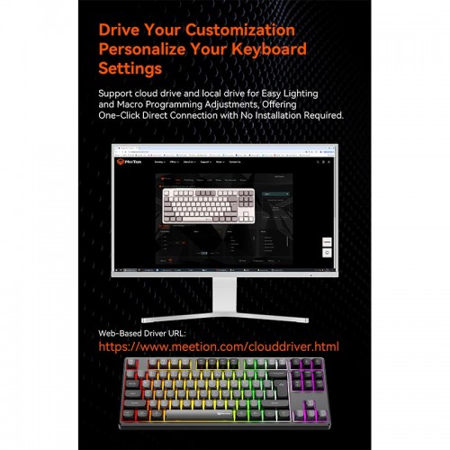 Ігрова клавіатура Meetion Tri-Mode RGB Backlit Mechanical Keyboard MK14 |BT5.0/2.4G/Wired| (UA/ru/EN Layouts) black