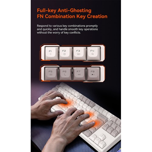 Игровая клавиатура Meetion Tri-Mode RGB с подсветкой, механическая клавиатура MK14 |BT5.0/2.4G/Проводная| (раскладки UA/ru/EN) чёрная