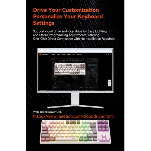 Ігрова клавіатура Meetion Tri-Mode RGB Backlit Mechanical Keyboard MK14 |BT5.0/2.4G/Wired| (UA/ru/EN Layouts) white