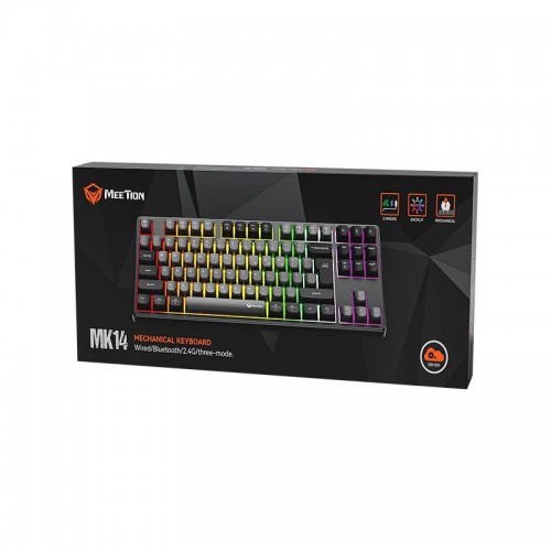 Игровая клавиатура Meetion Tri-Mode RGB с подсветкой, механическая клавиатура MK14 |BT5.0/2.4G/проводная| (раскладки UA/RU/EN) белая