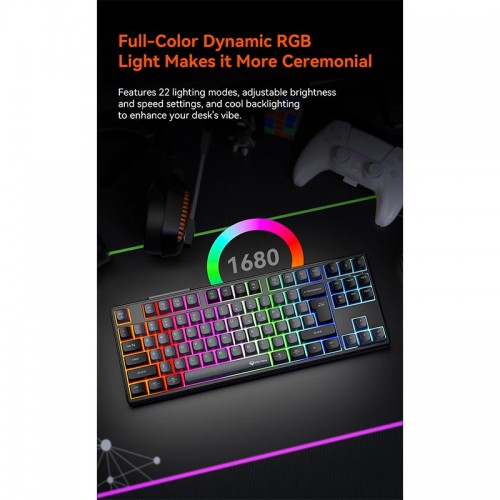 Игровая клавиатура Meetion Tri-Mode RGB с подсветкой, механическая клавиатура MK14 |BT5.0/2.4G/проводная| (раскладки UA/RU/EN) белая