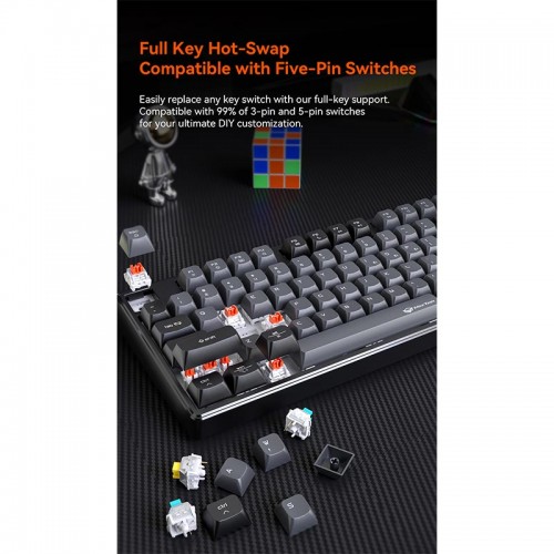 Игровая клавиатура Meetion Tri-Mode RGB с подсветкой, механическая клавиатура MK14 |BT5.0/2.4G/проводная| (раскладки UA/RU/EN) белая