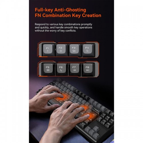 Игровая клавиатура Meetion Tri-Mode RGB с подсветкой, механическая клавиатура MK14 |BT5.0/2.4G/проводная| (раскладки UA/RU/EN) белая