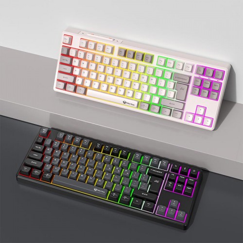 Игровая клавиатура Meetion Tri-Mode RGB с подсветкой, механическая клавиатура MK14 |BT5.0/2.4G/проводная| (раскладки UA/RU/EN) белая
