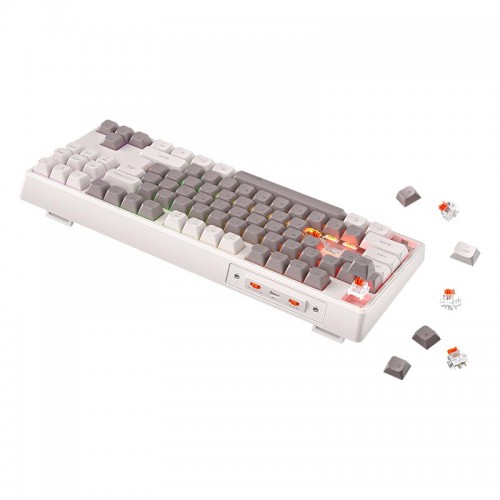 Игровая клавиатура Meetion Tri-Mode RGB с подсветкой, механическая клавиатура MK14 |BT5.0/2.4G/проводная| (раскладки UA/RU/EN) белая
