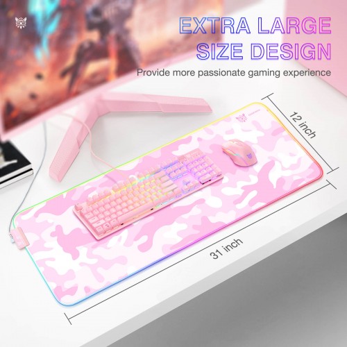 Килимок для мишки ONIKUMA Gaming Mouse Pad RGB MP005 |800*300*4MM| pink