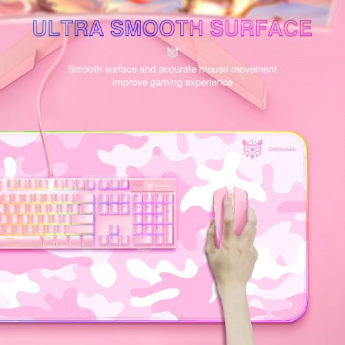 Килимок для мишки ONIKUMA Gaming Mouse Pad RGB MP005 |800*300*4MM| pink