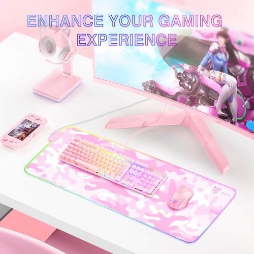 Килимок для мишки ONIKUMA Gaming Mouse Pad RGB MP005 |800*300*4MM| pink