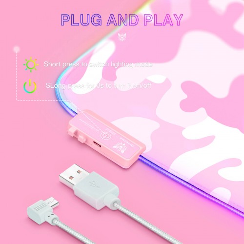 Килимок для мишки ONIKUMA Gaming Mouse Pad RGB MP005 |800*300*4MM| pink