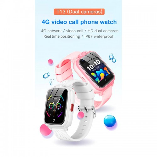 Детские смарт-часы T13 (1.4", IP67, двойная камера, видеозвонок 4G, LBS / GPS / WiFi) синие