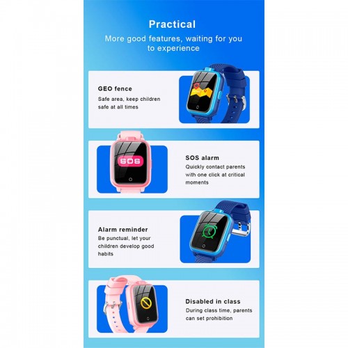 Дитячі смарт-годинник T13 (1.4", IP67, Dual Camera, 4G Video Call, LBS / GPS / WiFi) blue