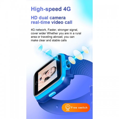 Дитячі смарт-годинник T13 (1.4", IP67, Dual Camera, 4G Video Call, LBS / GPS / WiFi) blue