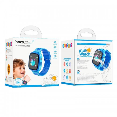 Дитячі смарт-годинник HOCO children watch with call function Y100 |call gsm, hd camera, ip65| blue
