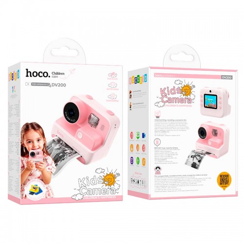 Дитяча Цифрова фото-Відео камера HOCO Dual lens children printing camera DV200 |2" ips screen| pink