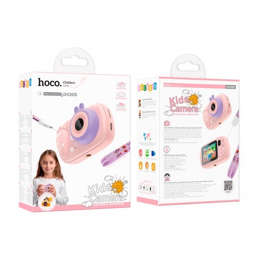 Дитяча Цифрова фото-Відео камера HOCO Dual-camera children camera DV205 |2.0" HD screen| pink