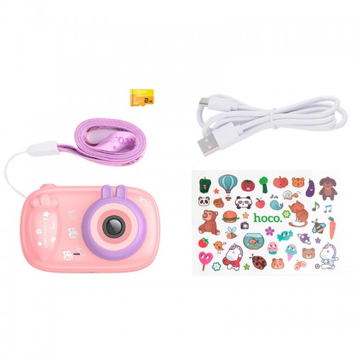 Дитяча Цифрова фото-Відео камера HOCO Dual-camera children camera DV205 |2.0" HD screen| pink