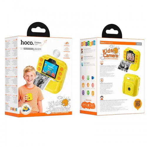 Дитяча цифрова фото-відео камера HOCO Dual camera children printing camera DV211 |2.0 ips screen, 1080p video| pink