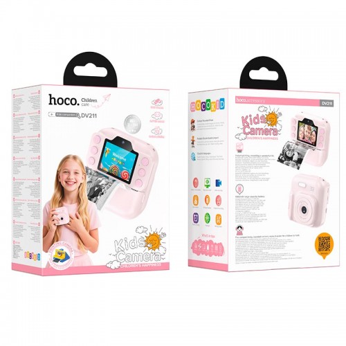 Дитяча цифрова фото-відео камера HOCO Dual camera children printing camera DV211 |2.0 ips screen, 1080p video| yellow