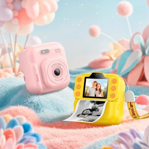 Дитяча цифрова фото-відео камера HOCO Dual camera children printing camera DV211 |2.0 ips screen, 1080p video| yellow
