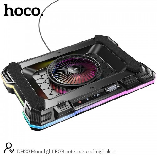 Куллер для Ноутбука Hoco Monnlight RGB notebook cooling holder DH20 |10RGB Mode, 7 level, 2USB| black