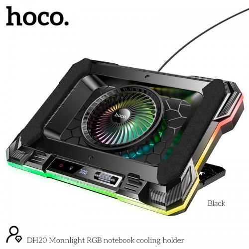Куллер для Ноутбука Hoco Monnlight RGB notebook cooling holder DH20 |10RGB Mode, 7 level, 2USB| black