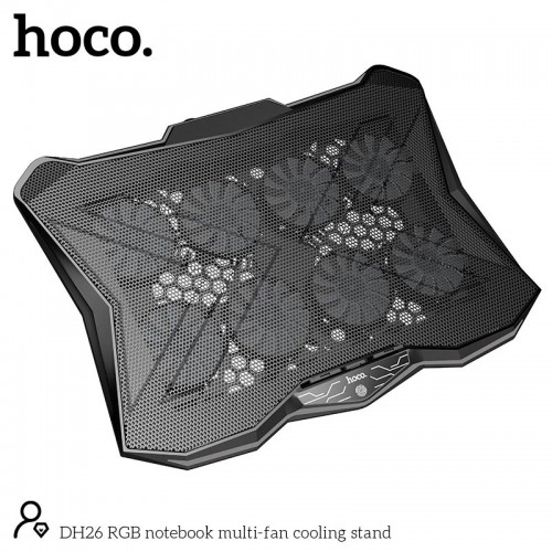 Кулер для ноутбука HOCO RGB notebook multi-fan cooling stand DH26 |10RGB Mode, 8 fans, 2USB, 17"| black