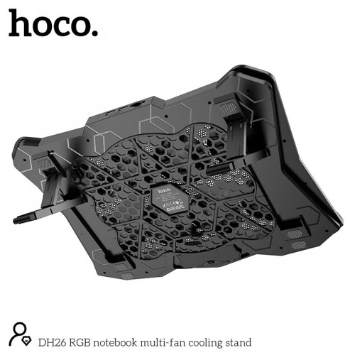 Кулер для ноутбука HOCO RGB notebook multi-fan cooling stand DH26 |10RGB Mode, 8 fans, 2USB, 17"| black