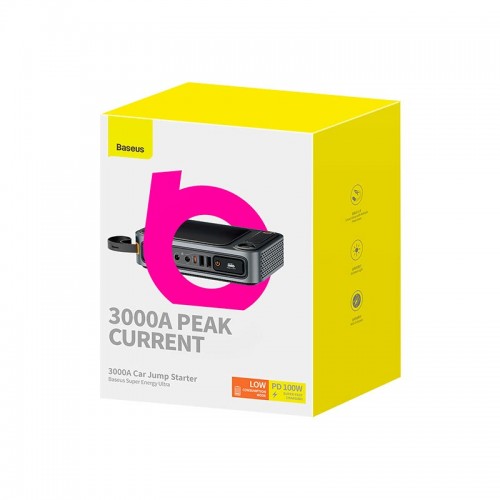 Пусковий пристрій (бустер) для авто Baseus Super Energy Ultra Jump Starter 3000A/26800mah |2USB/Type-C/DC, PD/QC, 100W/3A| black