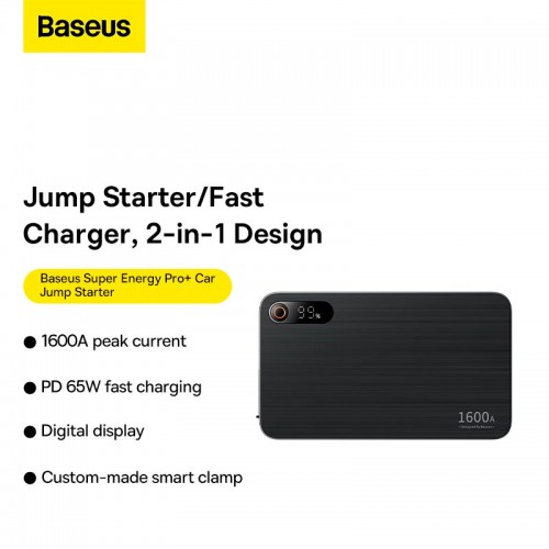 Пусковий пристрій (бустер) для авто Baseus Super Energy Pro Black+ Car Jump Starter 1600A black