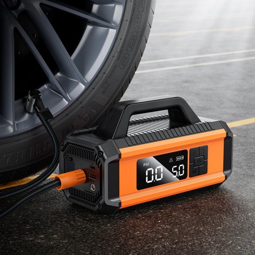 Бустер-насос для авто Hoco Intelligent air pump with emergency start-up power bank QS4 10000mAh |360A/800A, 1.8-3.8 bar| black