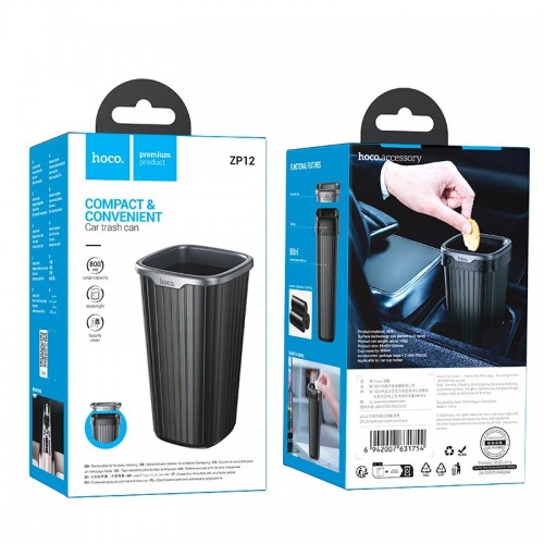 Відро для сміття для автомобіля HOCO Flash car trash can ZP12 |800ml, 90pcs bag| black