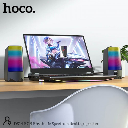 Акустика для ПК HOCO RGB Rhythmic Spectrum desktop speaker DS14 |10W, AUX, Mic|