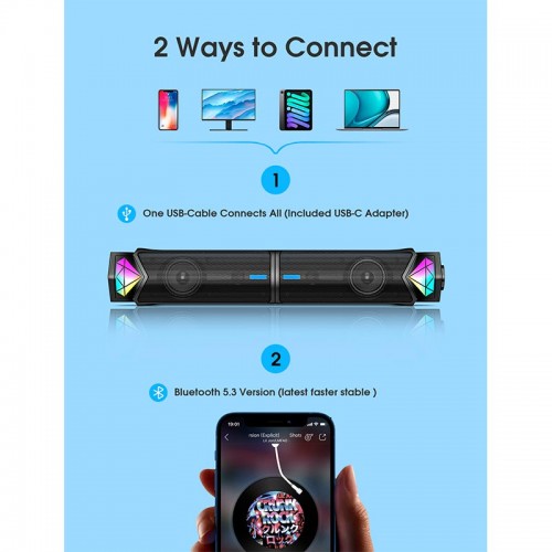 Акустика для ПК ONIKUMA RGB Backlight L1 |3Wx2, BT5.3/USB, Mic|