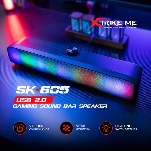 Акустика для ПК XTRIKE Me Wired Speaker SK-605 |AUX+USB, RGB, 3W|