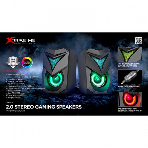 Акустика для ПК XTRIKE ME Gaming speaker SK-405 |RGB, 3Wx2, 3.5mm+USB|