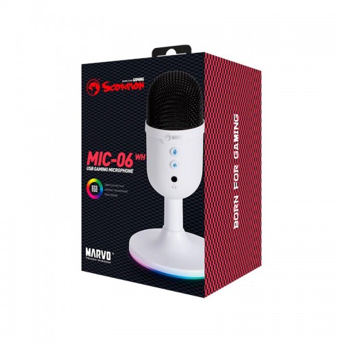 Ігровий мікрофон RGB MARVO MIC-06 |USB, AUX| white