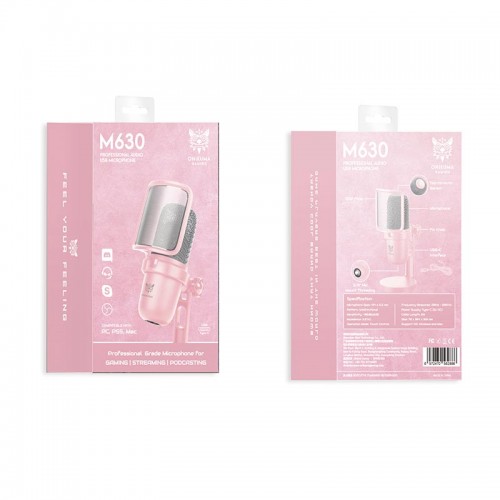 Мікрофон Onikuma USB Gaming Microphone M630 |USB, PC/PS5/Mac| pink